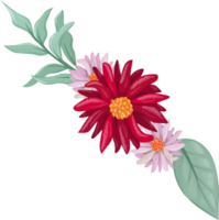 Red Flower Arrangement with watercolor style png