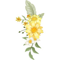 Yellow Flower Arrangement with watercolor style png