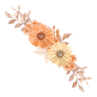 arreglo de flores de naranja con estilo acuarela png