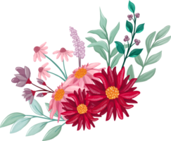 Red Flower Arrangement with watercolor style png