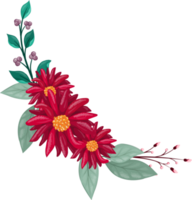 arrangement de fleurs rouges avec style aquarelle png