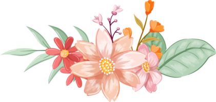 arrangement de fleurs orange avec style aquarelle png