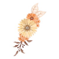 arrangement de fleurs orange avec style aquarelle png