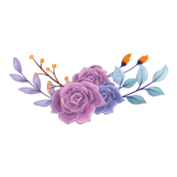 arrangement de fleurs violettes avec style aquarelle png