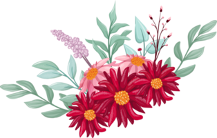 Red Flower Arrangement with watercolor style png