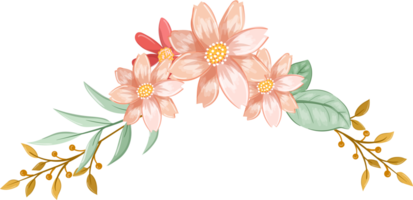 arreglo de flores de naranja con estilo acuarela png