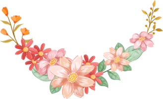 arreglo de flores de naranja con estilo acuarela png