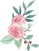 arranjo de flores rosa com estilo aquarela png