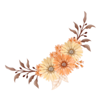 arrangement de fleurs orange avec style aquarelle png