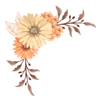 arreglo de flores de naranja con estilo acuarela png