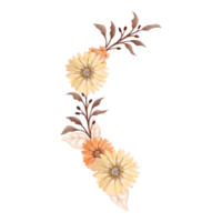 orange blomma arrangemang med vattenfärg stil png