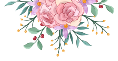 Pink flower arrangement with watercolor style png