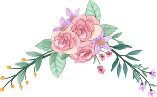 Pink flower arrangement with watercolor style png