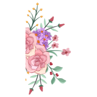 arranjo de flores rosa com estilo aquarela png