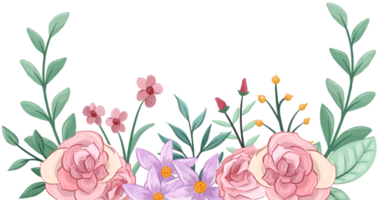 Pink flower arrangement with watercolor style png