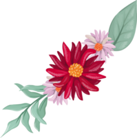 Red Flower Arrangement with watercolor style png