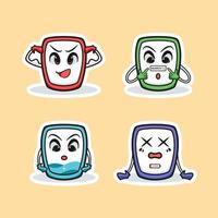 Cute adorable cartoon happy fun robot smart phone android illustration for sticker icon mascot logo vector