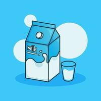 Cute adorable cartoon white cow milk drink carton box illustration for sticker icon mascot and logo vector