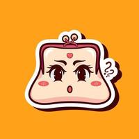 Cute adorable cartoon money saving fashion girl wallet pouch illustration sticker icon mascot logo vector