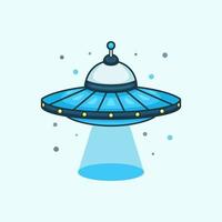 Cute adorable cartoon flying ufo alien plane light illustration for sticker icon mascot and logo vector