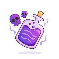 Cute adorable cartoon deadly purple poison skull illustration for sticker icon mascot and logo vector