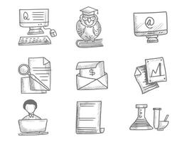 Hand draw doodle sketch icon set design vector