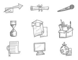 Hand draw doodle sketch icon set design vector