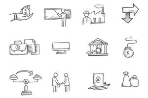 Hand draw doodle sketch icon set design vector