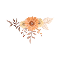 orange blomma arrangemang med vattenfärg stil png