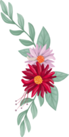 arrangement de fleurs rouges avec style aquarelle png