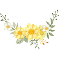 arreglo floral amarillo estilo acuarela png