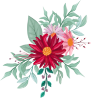 arranjo de flores vermelhas com estilo aquarela png