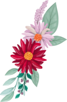 Red Flower Arrangement with watercolor style png