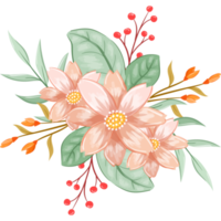 arreglo de flores de naranja con estilo acuarela png