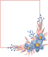 arreglo floral azul con estilo acuarela png