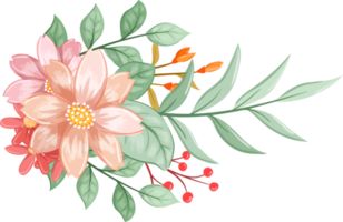 arrangement de fleurs orange avec style aquarelle png