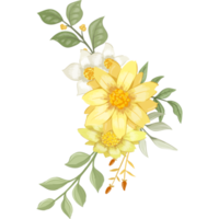 arranjo de flores amarelas com estilo aquarela png