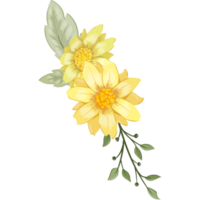 Yellow Flower Arrangement with watercolor style png