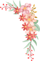 arreglo de flores de naranja con estilo acuarela png