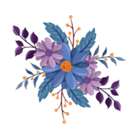 arreglo floral morado con estilo acuarela png