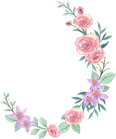 Pink flower arrangement with watercolor style png