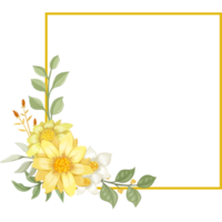 arrangement de fleurs jaunes avec style aquarelle png