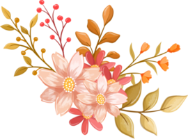 arreglo floral rosa naranja con estilo acuarela png