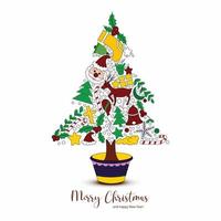 Beautiful decorative christmas elements colorful tree design vector