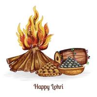 Illustration of happy lohri holiday background for punjabi festival card design vector