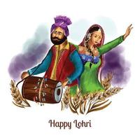 Happy wishes for lohri punjab festival card background vector