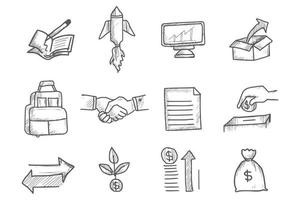 Hand draw doodle sketch icon set design vector