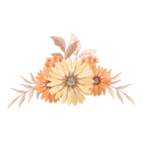 orange blomma arrangemang med vattenfärg stil png