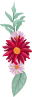 arrangement de fleurs rouges avec style aquarelle png