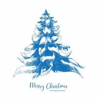 Hand draw decorative christmas tree card sketch background vector